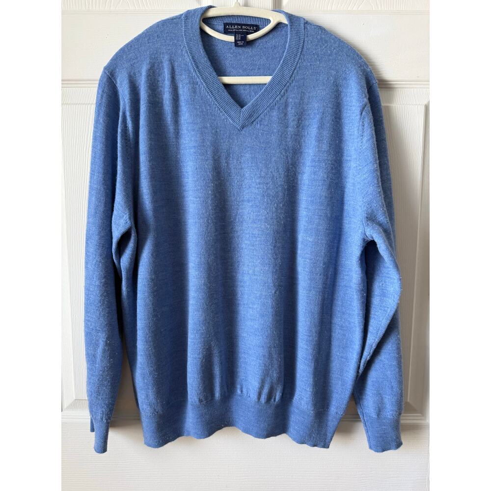 Allen Solly 100% Merino Wool V Neck Blue Sweater Mens XL Luxury Capsule